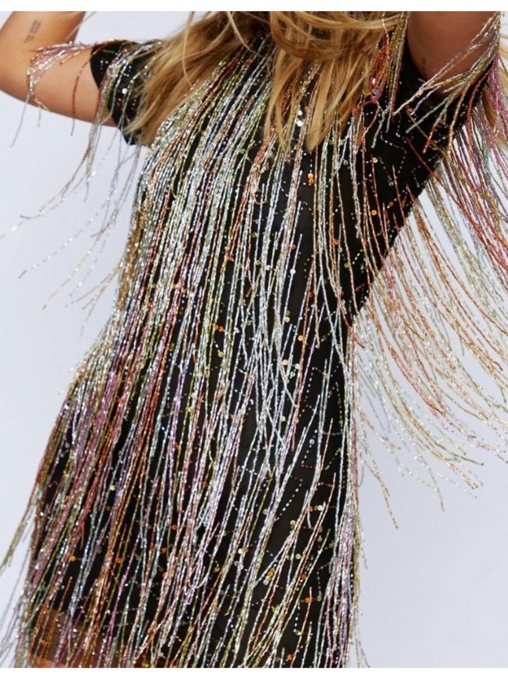 Nasty Gal Black Fringe Sequin Mini Dress - Women's Party Dress